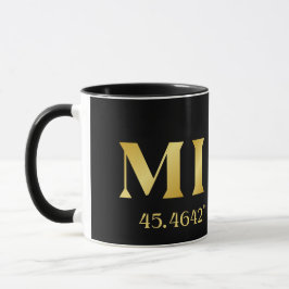 Taza Lux Gold Milan Latitude & Longitude Black