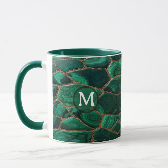 Taza Luxury Emerald Malachite Green Marble Abstract (Izquierda)