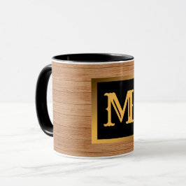 Taza Luxury Gold Wood Modern Monogrammed