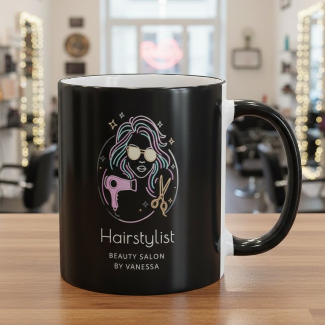 Taza Luxury Hairstylist Beauty Salon Modern Black (Subido por el creador)