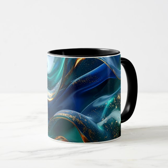Taza Luxury Liquid Gold & Blue Glass Mug (Anverso derecho)