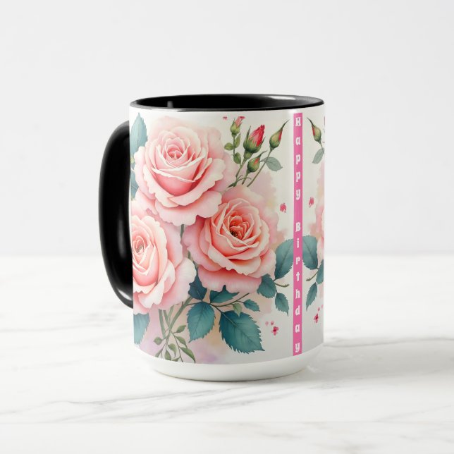 Taza Luxury Pink Roses Beautiful Trendy Collection (Anverso izquierdo)