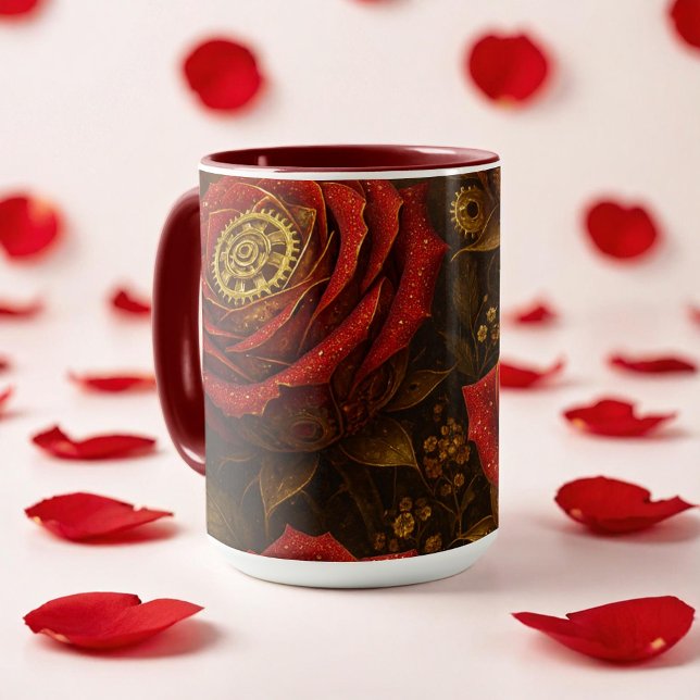 Taza Luxury Steampunk Roses Romantic Gold Gears (Subido por el creador)