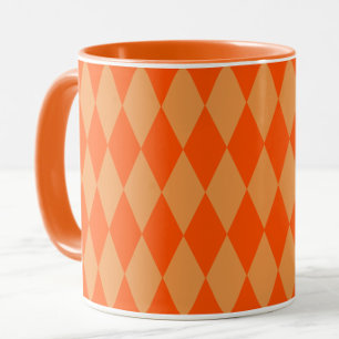 Taza Luz y oscuro naranja rombo de arlequín a cuadros