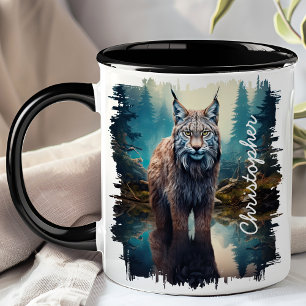 Taza Lynx en la reflexión sobre los lagos forestales