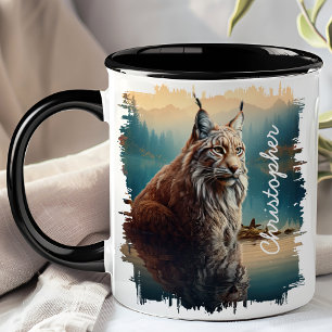 Taza Lynx por la reflexión de los lagos de montaña