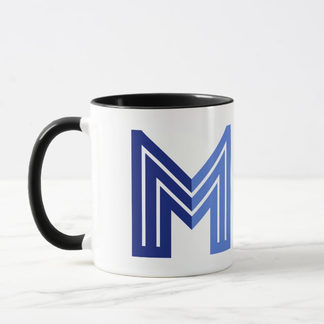Taza M Geométrico Abstracto Azul  (Izquierda)