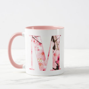 Taza M Inicial Floral Nombre y Rasgos Personaliz