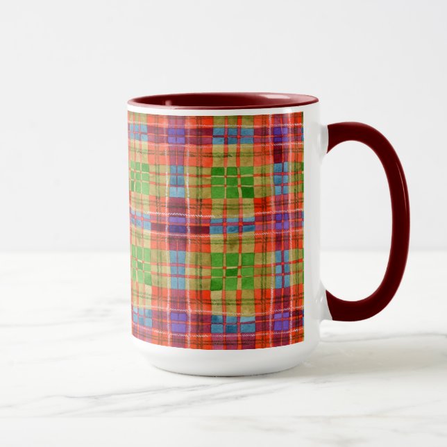 Taza MAC RAE TARTAN Tall Maroon Combo Mug (Derecha)