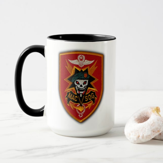 Taza MAC V SOG Veteranos de guerra de Vietnam parche Mu (Con donut)