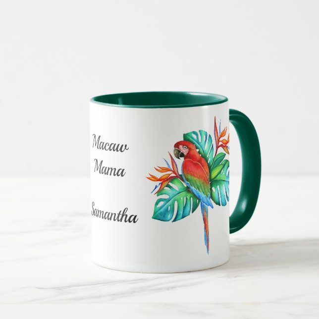 Taza Macao Tropical Loro Exótico Personalizado (Anverso derecho)