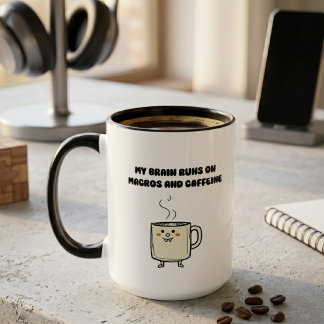 Taza Macros Cafeína Poder Cerebral Humor Tech Diseño