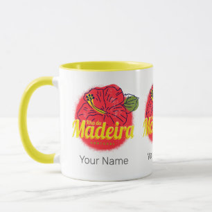Taza Madeira Hibiscus Flower Island Portugal Souvenir