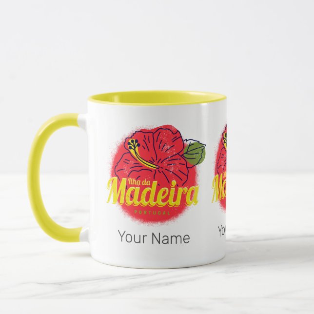 Taza Madeira Hibiscus Flower Island Portugal Souvenir (Izquierda)
