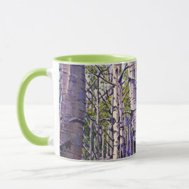 Taza Madera de álamo de primavera púrpura verde café