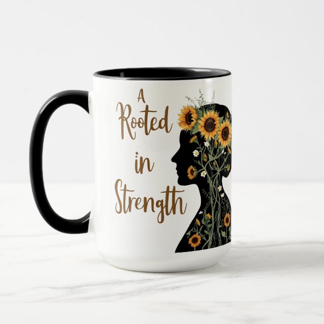 Taza Madera fuerte arraigada - Arte de silueta florecie (Izquierda)