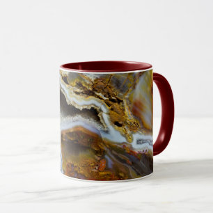 Taza Madera Petrificada Con Cristales