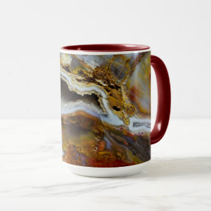 Taza Madera Petrificada Con Cristales