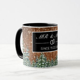 Taza Madera y bosque de nieve negras Sr. y Sra. Anivers
