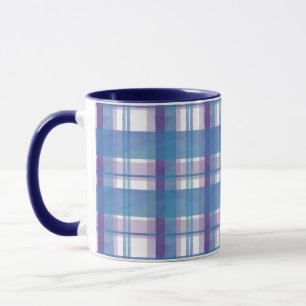 Taza Madras cubiertas azul y púrpura