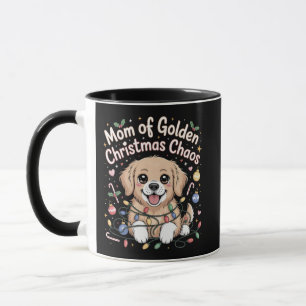 Taza Madre de la insignia de caos navideño dorado