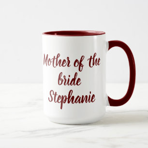 Taza Madre de la Novia Bodas con Letra Burgundy