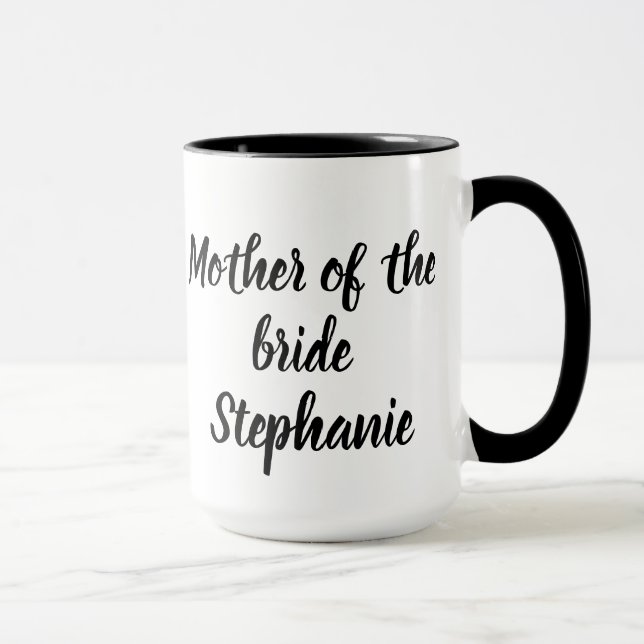 Taza Madre de la Novia Bodas Elegante Script (Derecha)