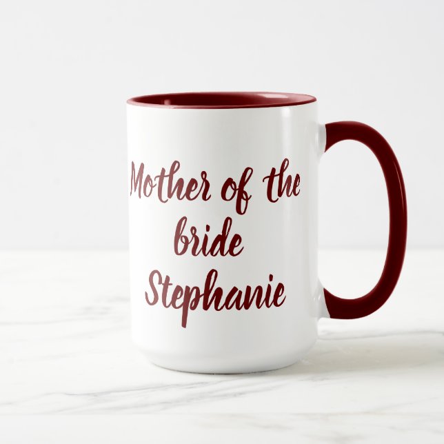 Taza Madre de la Novia Burgundy Escritura Bodas (Derecha)