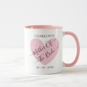 Taza Madre De La Novia, Corazón Rosa Personalizado