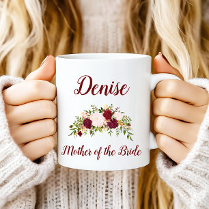Taza Madre de la novia Marsala Boda Floral Rosa