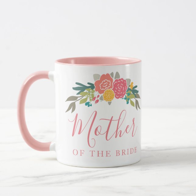 Taza Madre de la novia o Groom Rosa Bouquet rosa (Izquierda)