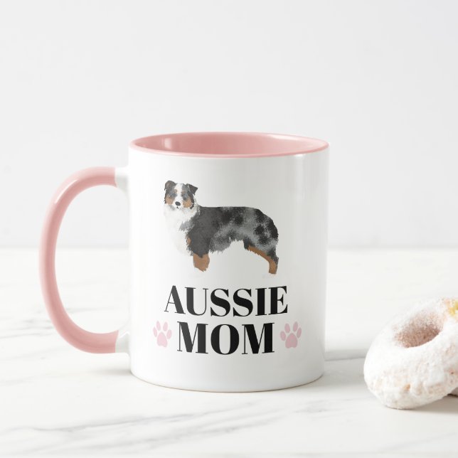 Taza Madre de perro pastora azul australiana con foto (Con donut)
