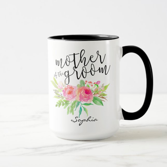Taza Madre del Groom|Floral acuarela personalizada (Derecha)
