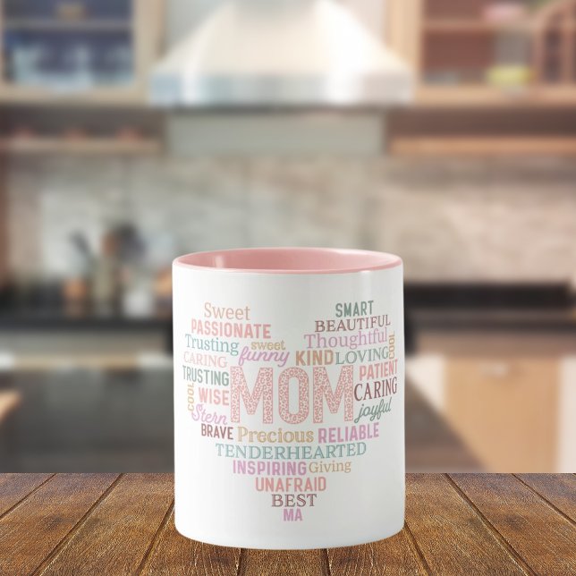 Taza Madre madre corazón palabra arte rosa (Subido por el creador)