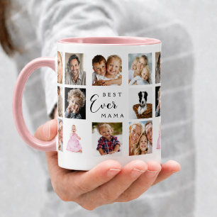 Taza Madre mamá collage de fotos rosa
