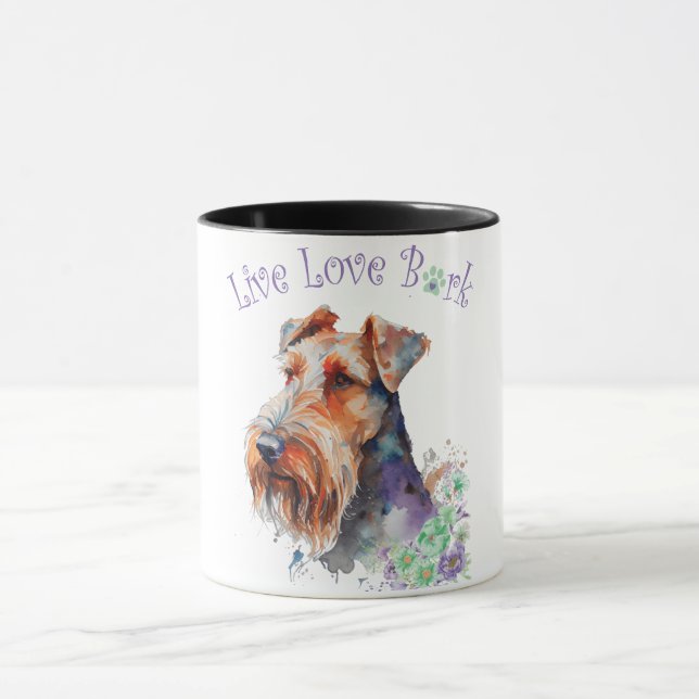 Taza Madre Perro Airedale Floral (Centro)