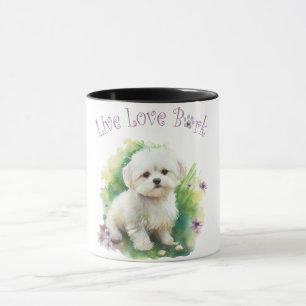 Taza Madre Perro Bichón Floral