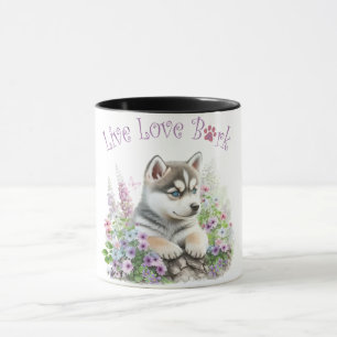 Taza Madre Perro Husky Floral