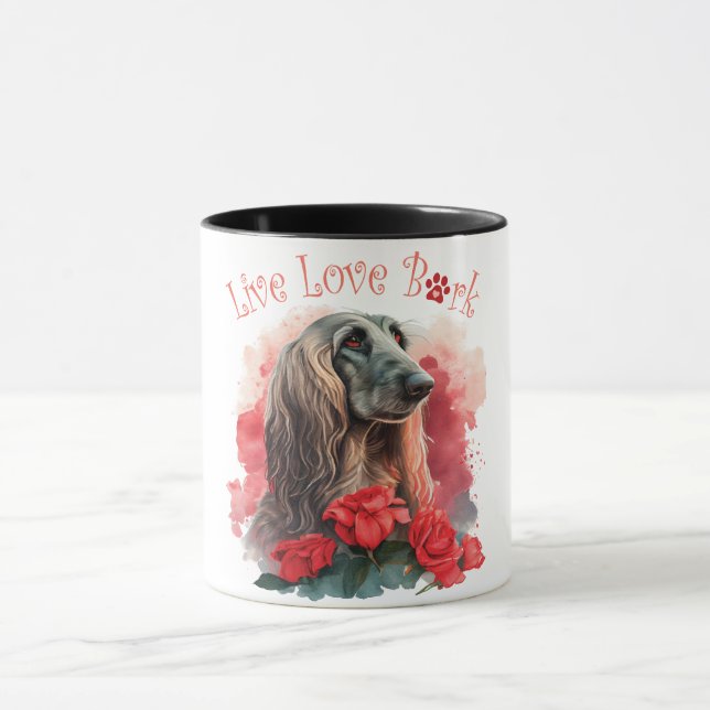 Taza Madre Perro Lebrel Afgano Floral (Centro)