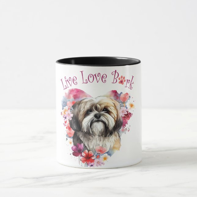 Taza Madre Perro Lhasa Apso Floral (Centro)