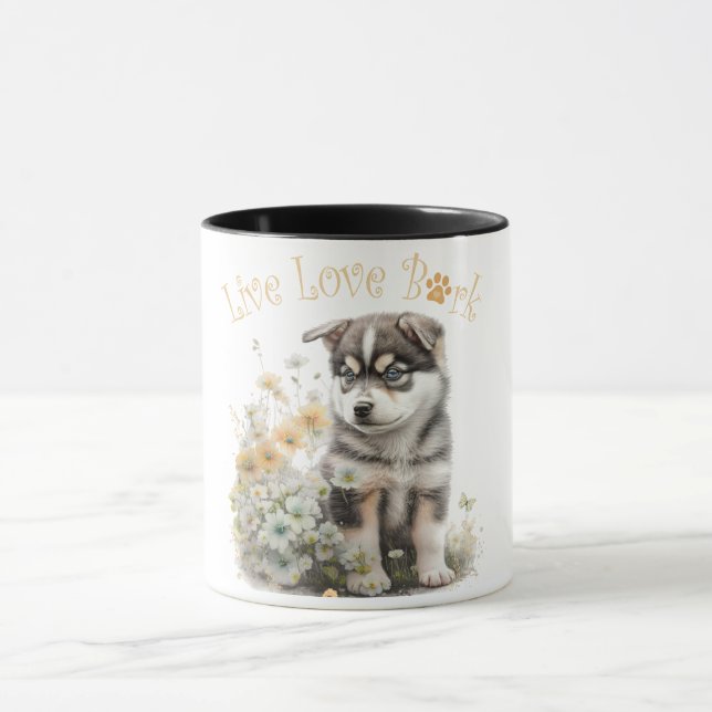 Taza Madre Perro Malamute de Alaska Floral (Centro)