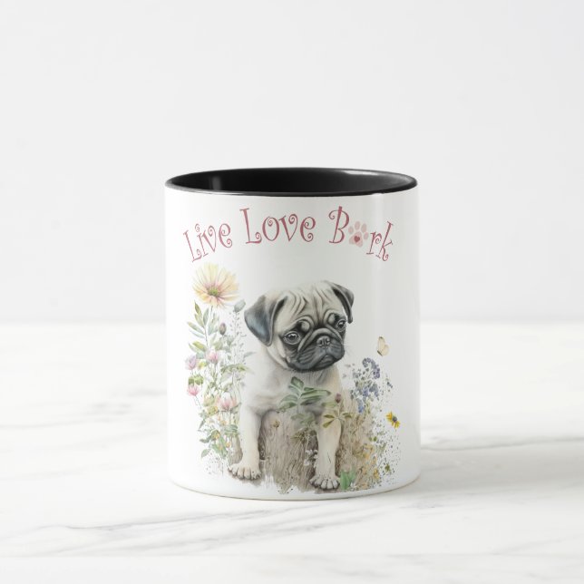 Taza Madre Perro Pug Floral (Centro)