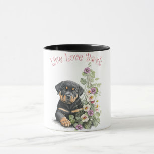 Taza Madre Perro Rottweiler Floral