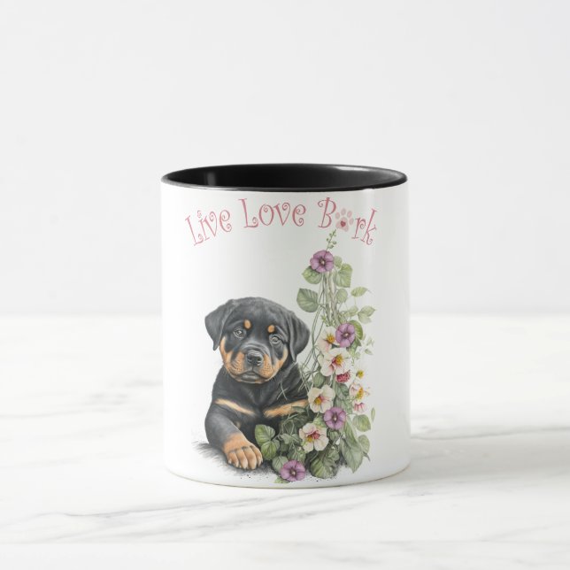 Taza Madre Perro Rottweiler Floral (Centro)