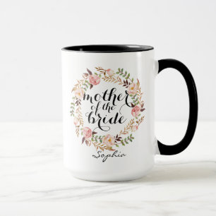 Taza Madre personalizada de la corona floral de la novi