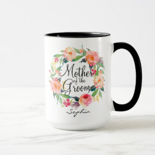 Taza Madre personalizada del novio Wreath2 floral