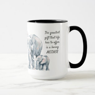 Taza Madre querida cita al elefante y al niño
