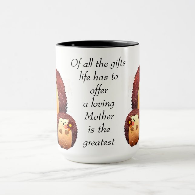 Taza Madre querida Cita Jardinería Hedgehog Mamá y bebé (Centro)
