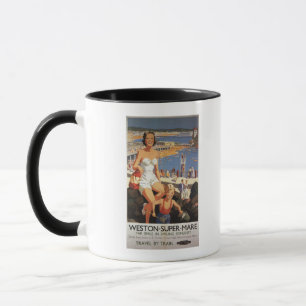 Taza Madre y hijo en el poster del ferrocarril de la