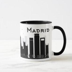 Taza Madrid, España horizonte negro y blanco del de